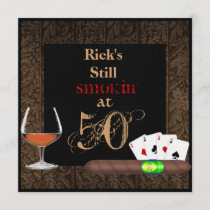 MENS 50th Birthday Cigars,Poker BRANDY INVITATIONS