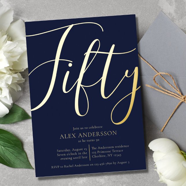 Men's 50th Birthday Party Foil Invitation (Creator Uploaded)