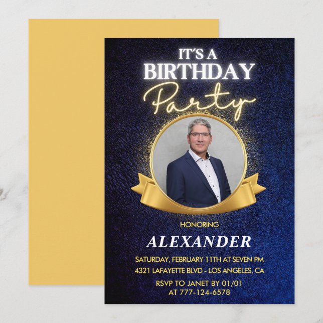 Mens 58th birthday invitations  Elegant Chic (Front/Back)