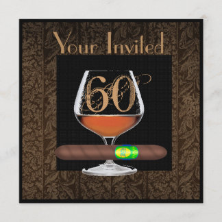 MENS 60th Birthday INVITATIONS COGNAC TEMPLATE
