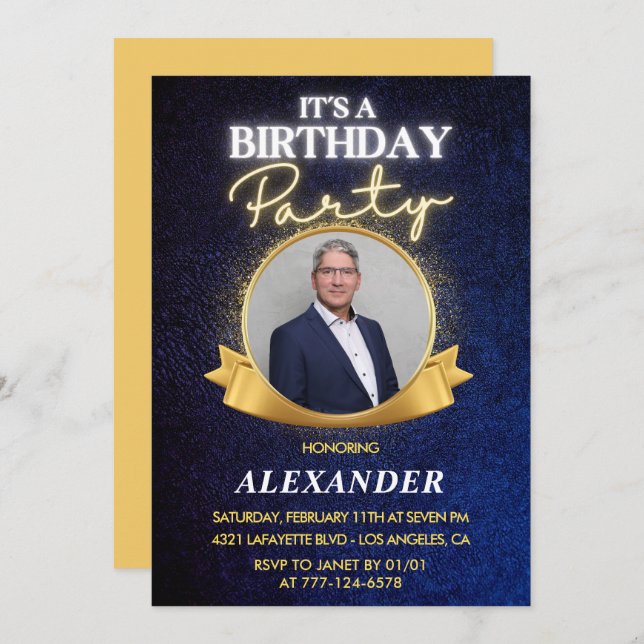Mens 60th birthday invitations  Elegant Chic (Front/Back)