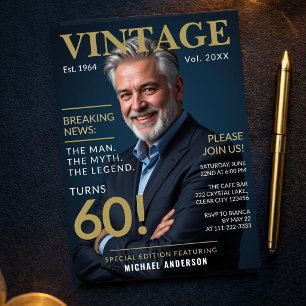Mens 60th Birthday Magazine Style Invitation