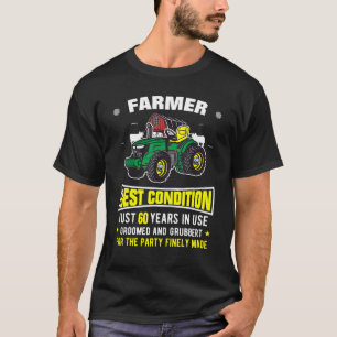Mens 60th Birthday Man Farmer Or Gamer Tractor T-Shirt