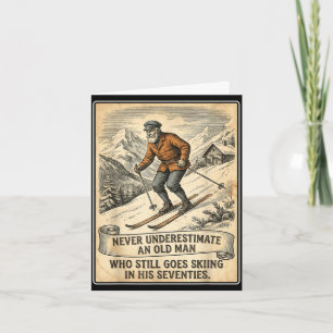 Mens 70th birthday goes skiing vintage skier card