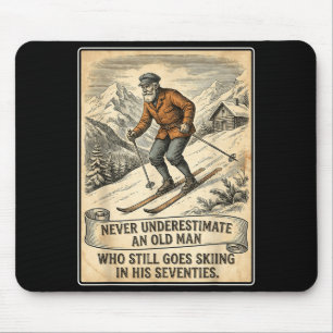 Mens 70th birthday goes skiing vintage skier mouse pad