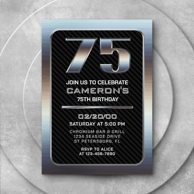 Men's 75th Birthday Invitation (Creator Uploaded)
