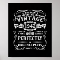 Mens 80 Year Old Gifts Vintage 1942 Man Myths