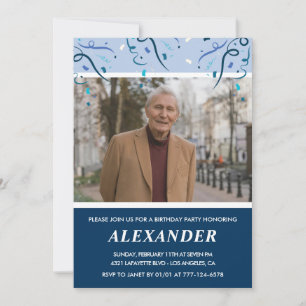 Mens 85th birthday invitations Photo Navy Blue