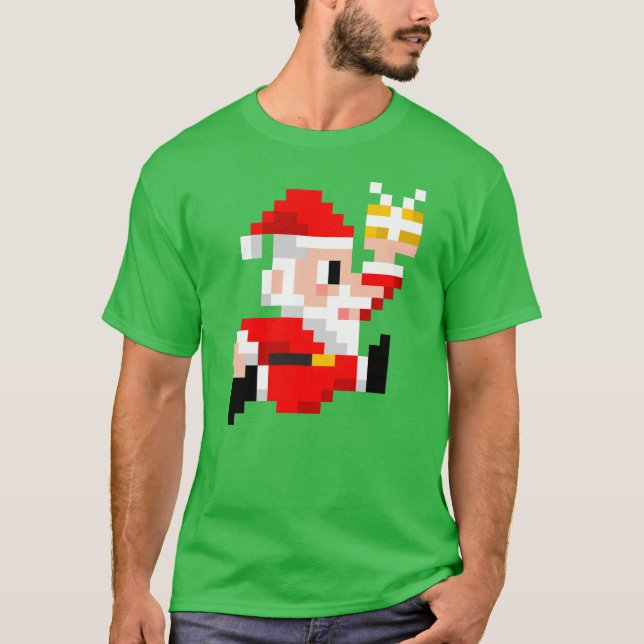 Men's 8-Bit Santa Claus Christmas T-shirt (Front)