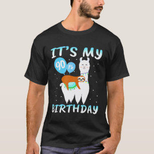 Mens 90 Years Old 90th Birthday Llama Sloth T-Shirt