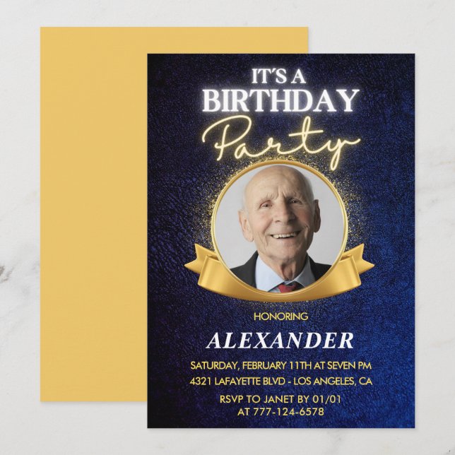 Mens 95th birthday invitations  Elegant Chic (Front/Back)
