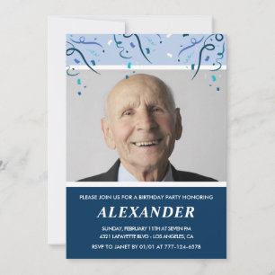 Mens 95th birthday invitations Photo Navy Blue