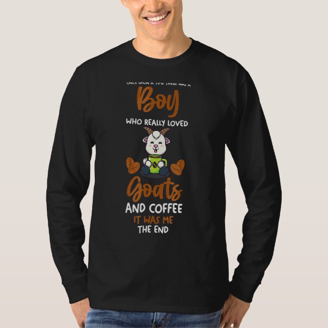 Mens A Boy Who Love Coffee And Goats T-Shirt (Front)