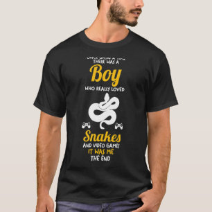 Mens A Boy Who Really Loved Gaming And Snakes T-Shirt