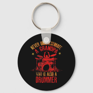 Mens A Grandpa Who Is Also A Drummer Funny Quote F Key Ring