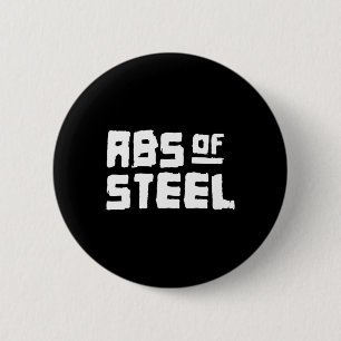 Mens Abs Of Steel Gym Fitness Workout Bodybuilding 6 Cm Round Badge
