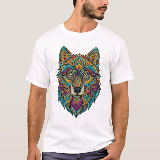 Men's Abstract Wolf Design T-Shirt – Modern Geomet
