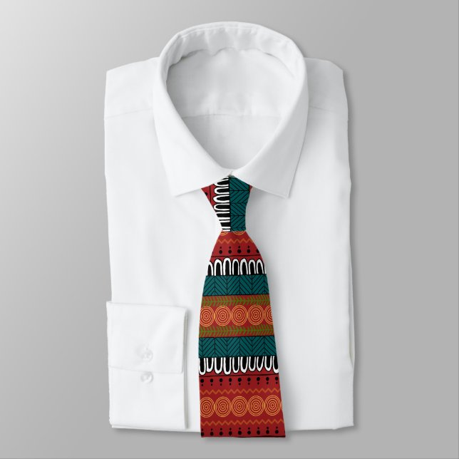Mens African Geeometric Multi Colour Tie (Tied)