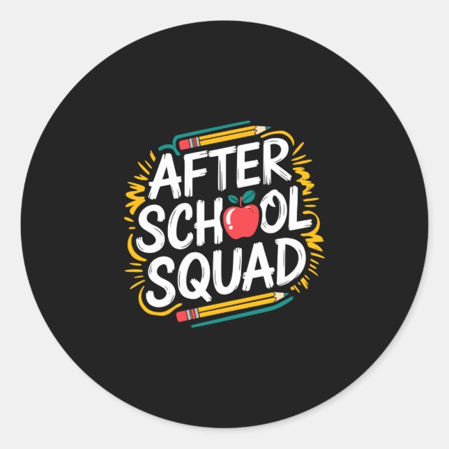 Mens after school program teaching and team after classic round sticker (Front)