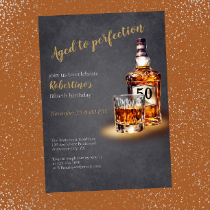 Men's Aged to Perfection Whiskey 50th Birthday Invitation