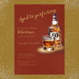 Men's Aged to Perfection Whiskey 60th Birthday Invitation