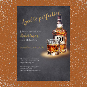 Men's Aged to Perfection Whiskey 60th Birthday Invitation