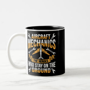 Mens Aircraft Mechanic Hero Design for a aircraft Two-Tone Coffee Mug