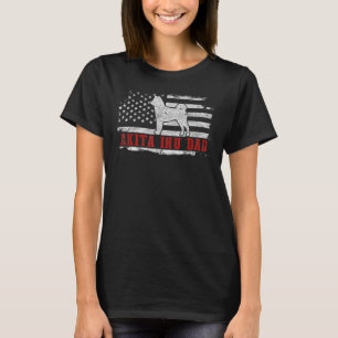 Mens Akita Inu Dad Distressed American Flag Patrio T-Shirt