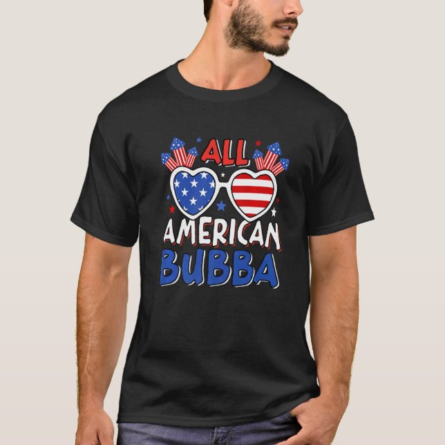 Mens All American Bubba 4th Of July American Flag  T-Shirt (Front)
