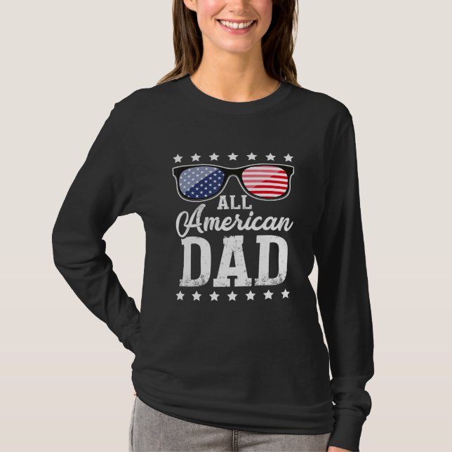 Mens All American Dad 4th Of July Dad Sunglasses T-Shirt (Front)