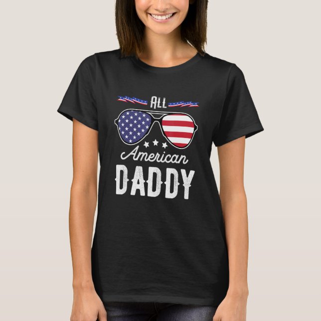 Mens All American Daddy 4th Of July Sunglasses T-Shirt (Front)