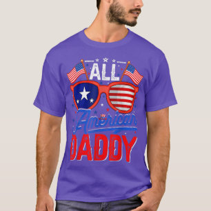 Mens All American Daddy 4th of July USA Flag Sungl T-Shirt