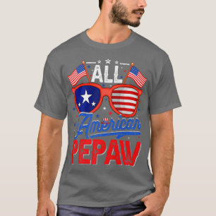 Mens All American Pepaw 4th of July USA Flag Sungl T-Shirt