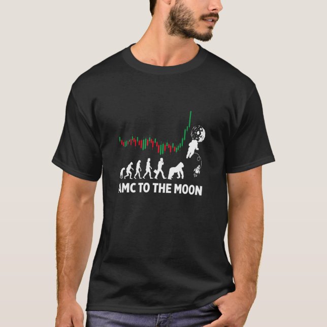 Mens $AMC To The Moon Evolution Of Ape T-Shirt (Front)