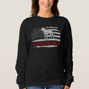 Mens American Bulldog Dad Distressed American Flag Sweatshirt