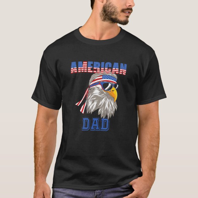 Mens American Dad Eagle Flag 4th July T-Shirt (Front)