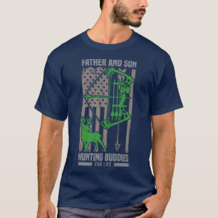 Mens American Deer Hunter Usa Flag Father and Son T-Shirt