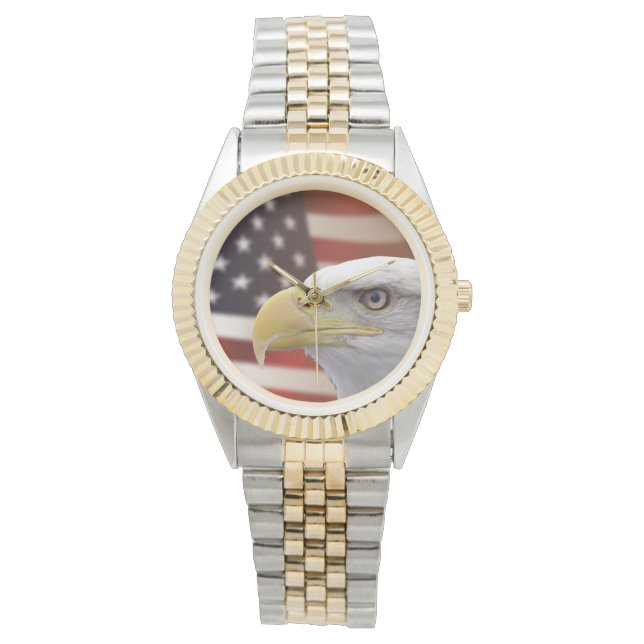 Men's American Eagle Flag Two-Tone Watch (Front)