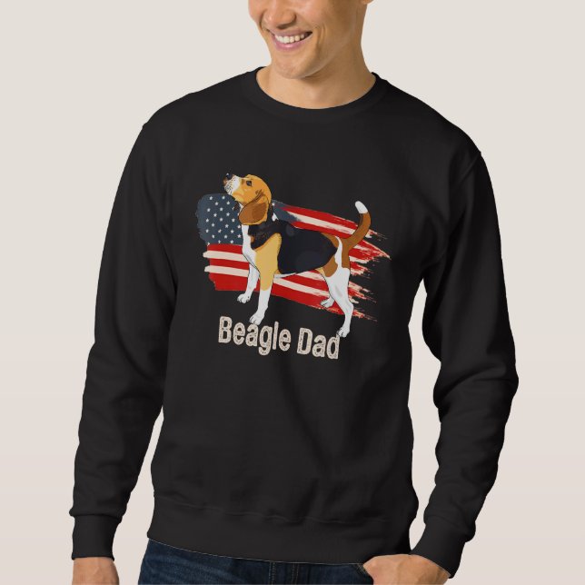 Mens American Flag Beagle Makes A Great Sweatshirt (Front)