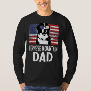 Mens American Flag Bernese Mountain Dad Dog  For F T-Shirt