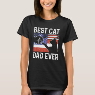 Mens American Flag Best Cat Dad Ever Cat Daddy Fa T-Shirt