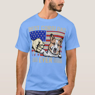 Mens American Flag Best Corgi Dad 4th of July Fath T-Shirt