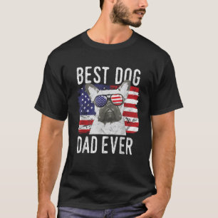 Mens American Flag Best Dog Dad Ever French Bulldo T-Shirt