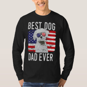 Mens American Flag Best Dog Dad Ever Maltese Usa T-Shirt