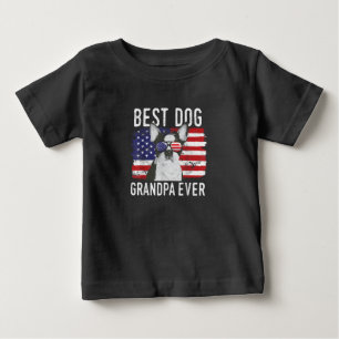 Mens American Flag Best Dog Grandpa Ever Boston Baby T-Shirt