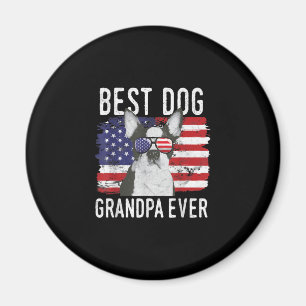 Mens American Flag Best Dog Grandpa Ever Boston Magnet