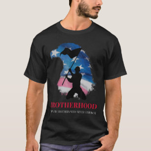 Mens American Flag Brotherhood Soldier They Neve T-Shirt