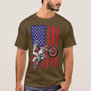 Mens American Flag Dirt Bike Motocross Vintage End T-Shirt
