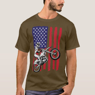 Mens American Flag Dirt Bike Motocross Vintage End T-Shirt