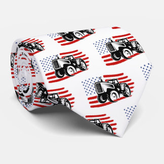 Men's American Flag Farm Tractor Tie